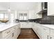 Modern kitchen with white cabinets, quartz countertops, and dark tile backsplash at 443 Wimbledon Ne Rd, Atlanta, GA 30324