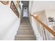 Carpeted staircase with white railing, offering a smooth transition between levels of the home at 374 Cherington Ln, Lawrenceville, GA 30044