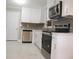 Modern kitchen with stainless steel appliances and white cabinets at 3685 Emily Way, Atlanta, GA 30349