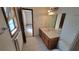 Bathroom with single vanity and shower/tub combo at 557 Mccullough Rd, Stockbridge, GA 30281