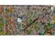 Aerial view of a property with land plot lines winding through dense trees, highlighting privacy at 49 Holly Springs Ne Rd, White, GA 30184