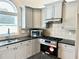 Kitchen area offering gray cabinets and stainless steel appliances at 1873 Jameson Cir, Lawrenceville, GA 30043