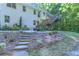 Backyard with patio, staircase, and lush landscaping at 27 Danbury Hill # Coweta, Sharpsburg, GA 30277