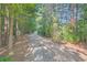 Long gravel driveway leading through a lush, wooded area, offering privacy and seclusion at 1565 Dr Bramblett Rd, Cumming, GA 30028