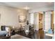 Modern dining area with built-in shelving and hardwood floors at 75 14Th St # 3640, Atlanta, GA 30309