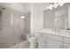 Modern bathroom with a large shower and a built-in bench at 1005 Coleman Place Dr, Roswell, GA 30075