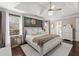 Primary bedroom featuring a tray ceiling, large bed, and neutral tones at 992 Bridgegate Ne Dr, Marietta, GA 30068