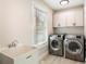 Laundry room with washer, dryer, and utility sink at 241 Hembree Drive, Canton, GA 30115