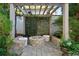 Relaxing patio featuring a fire pit and a lush green wall at 6220 Vickery Creek Rd, Cumming, GA 30040