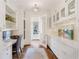 Bright home office with custom cabinetry, marble countertops, and hardwood floors at 6830 Vickery Creek Rd, Cumming, GA 30040