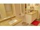 Bathroom featuring double sinks and granite countertops at 2562 Pendergrass Ct, Ellenwood, GA 30294