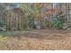 Spacious backyard, featuring mature trees and a storage shed at 9031 Par Dr, Douglasville, GA 30134