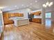 Eat-in kitchen with hardwood floors and an island at 5005 Dublin Dr, South Fulton, GA 30331