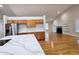 Open kitchen with hardwood floors and a large island at 5005 Dublin Dr, South Fulton, GA 30331