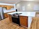 Eat-in kitchen with island, stainless steel appliances, and hardwood floors at 5005 Dublin Dr, South Fulton, GA 30331