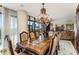 Elegant dining room with chandelier, large table, and expansive windows offering city views at 750 Park Ne Ave # 8E, Atlanta, GA 30326