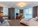 A spacious main bedroom featuring high ceilings, large windows and designer touches at 750 Park Ne Ave # 8E, Atlanta, GA 30326