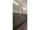Bathroom featuring gray vanity with double sinks, framed mirror, and modern vanity lighting at 165 Brush Creek Ct, Hampton, GA 30281