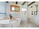 Bathroom with a soaking tub and glass shower at 355 Clark Creek Pass, Acworth, GA 30102