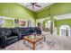 Open living room with high ceilings and a view into the dining area at 104 Northcutt Station Pl, Acworth, GA 30101