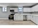 Modern basement kitchen with white cabinets and stainless steel appliances at 1900 Mornington Ln, Snellville, GA 30078