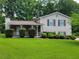 Charming split-level home with stone accents, a cozy front porch, and lush green lawn at 3648 E Melissa Ln, Douglasville, GA 30135