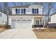 Two-story house with white siding, a gray stone base, and a two-car garage at 4745 Marjorie Dr, Cumming, GA 30041