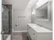 Elegant bathroom featuring a marble vanity, modern fixtures, and a glass-enclosed shower at 6851 Roswell Rd # I18, Sandy Springs, GA 30328