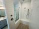 Large walk-in shower with subway tile and built-in seat at 3157 Moor View Rd # 34, Duluth, GA 30096