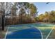 Outdoor basketball court featuring a two-tone color scheme and a surrounding fence at 6191 Talmadge Run, Acworth, GA 30101