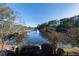 Scenic view of the lake featuring a fountain and mature trees at 6191 Talmadge Run, Acworth, GA 30101