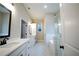 Bathroom featuring double vanity, frameless shower and separate water closet at 37 Harmony Ridge Dr, Temple, GA 30179