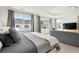 Bright and spacious main bedroom with tray ceilings, large windows, and modern décor at 309 Creekbank Se Way, Smyrna, GA 30082