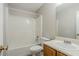 Clean bathroom with tub, toilet and vanity at 3100 Aberdeen Way, Lithonia, GA 30038