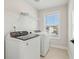 Bright laundry room, featuring washer, dryer, and ample shelving at 4755 Marjorie Dr, Cumming, GA 30041