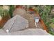 Aerial view of the backyard with a storage shed, garden beds, and a wooden fence at 91 Morris Brown Sw Dr, Atlanta, GA 30314
