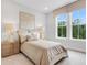 Bedroom featuring a decorative art piece, bedside tables with lamps, and a window at 913 Echo Park Dr, Suwanee, GA 30024