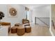 Upstairs hallway with seating area, contemporary art, and hardwood floors at 913 Echo Park Dr, Suwanee, GA 30024