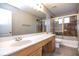 Bathroom with shower/tub, double vanity, and tile floor at 1444 Tether Ln, Mcdonough, GA 30253