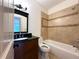 Bathroom featuring tub, shower, vanity and modern fixtures at 10340 Meadow Crest Ln, Alpharetta, GA 30022