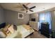Guest bedroom with carpet, dresser, and ceiling fan at 2158 Belcourt Dr, Villa Rica, GA 30180