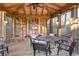 Relaxing screened porch with wooden furniture and ceiling fan at 487 Burlington Ne Rd, Atlanta, GA 30307