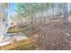 Private backyard with wooded area and patio at 7077 Ravenwood Ln, Lithonia, GA 30038