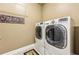 Laundry room featuring modern LG washer and dryer with laundry supplies at 595 Everton Pl, Grayson, GA 30017