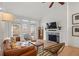 Bright living room features a fireplace, large windows, hardwood floors and modern furniture, great for relaxing and entertaining at 1827 Rockridge Pl, Atlanta, GA 30324