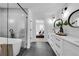 Elegant bathroom featuring double vanity and a walk-in shower at 3290 Ethan Dr, Marietta, GA 30062