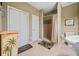 Bathroom with a shower, toilet, vanity and decorative touches at 2007 Woodside Park Dr, Woodstock, GA 30188