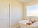 Bright bathroom with a sleek soaking tub, modern fixtures, and a calming ambiance for relaxation and comfort at 257 Orwell Dr, Social Circle, GA 30025