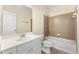 Bathroom featuring a tiled shower, a white vanity, and a toilet at 1251 Irwin Lake Way, Marietta, GA 30064