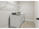 Functional laundry room with a modern washer and dryer, and overhead shelving at 291 Martin Spring Rd, Lawrenceville, GA 30045